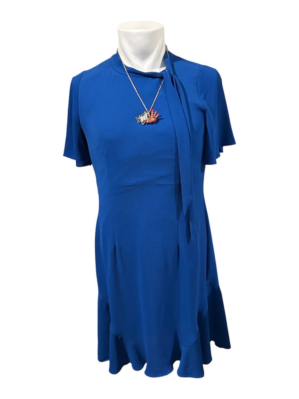Maggy London Royal Blue Midi Dress with Neck Tie